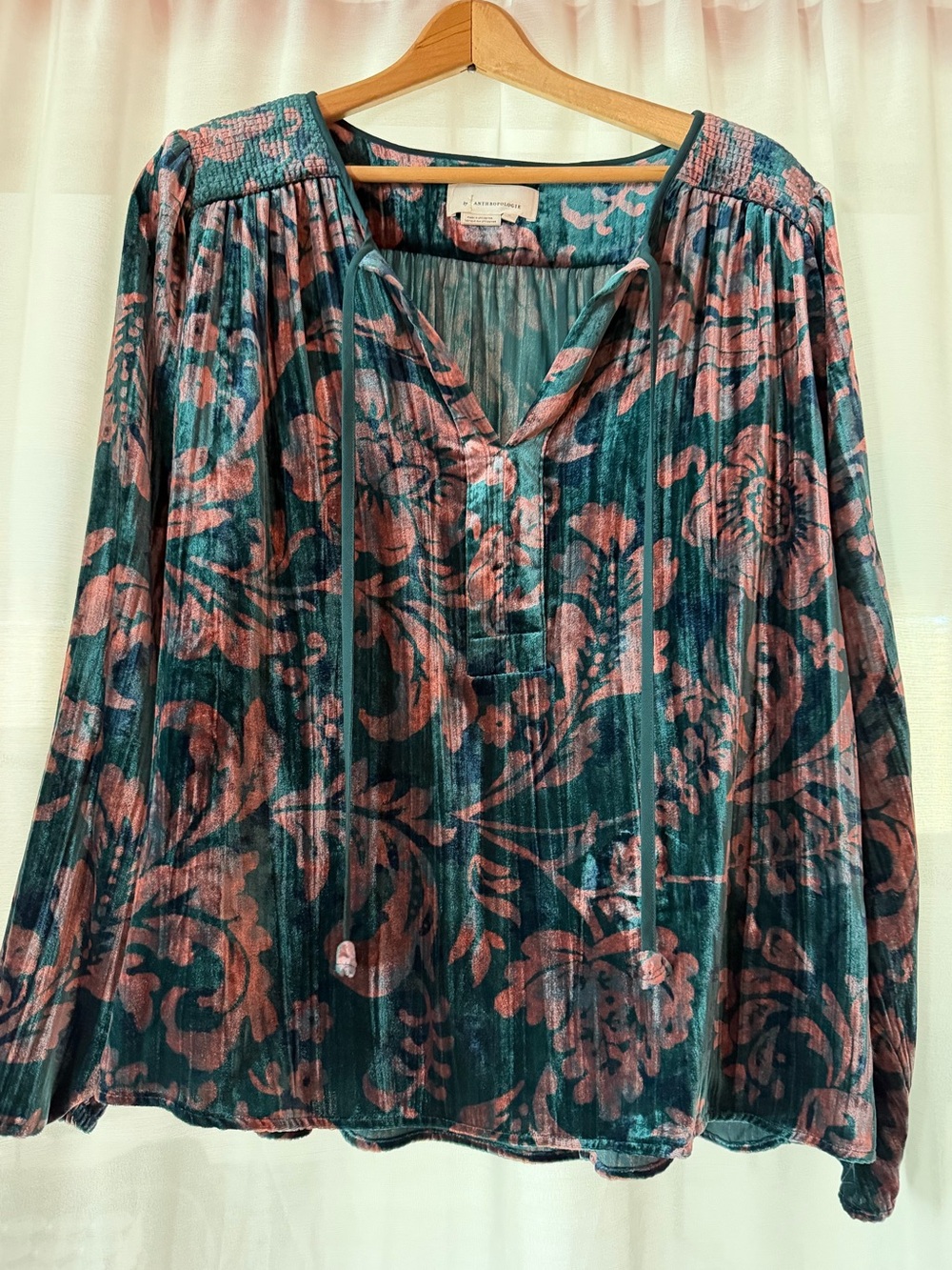 Anthropologie Velvet Feel Boho Blouse M